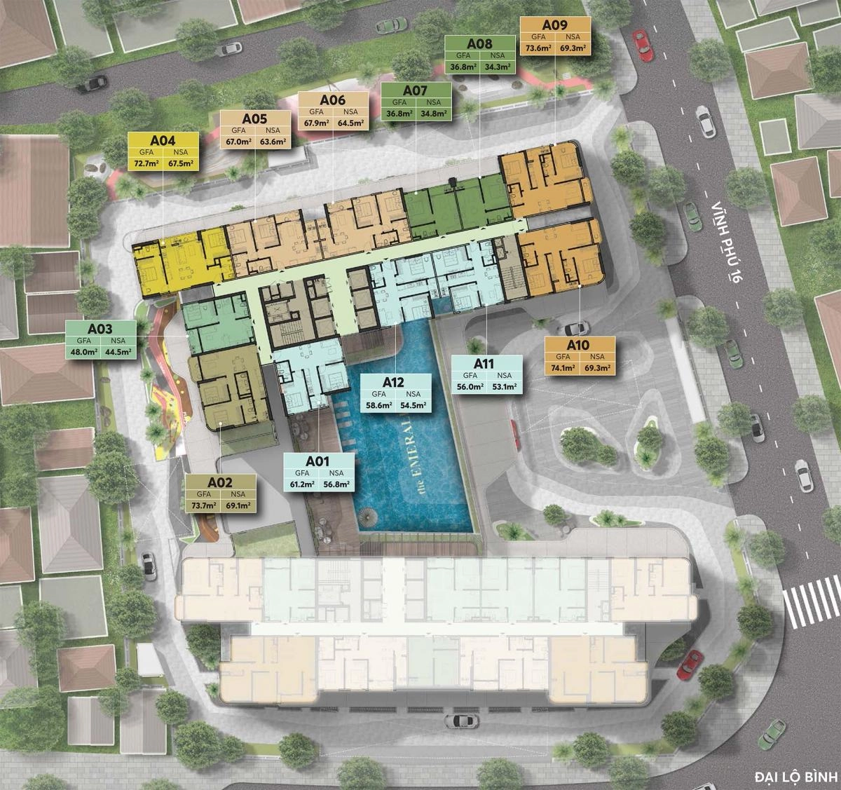 Mặt bằng dự án The Emerald 68 