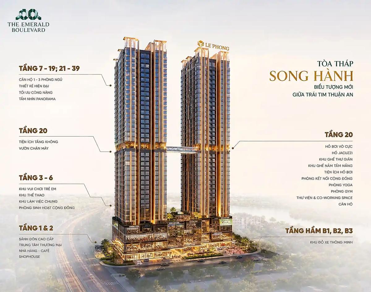 Mặt bằng tầng 1-2 ak tower